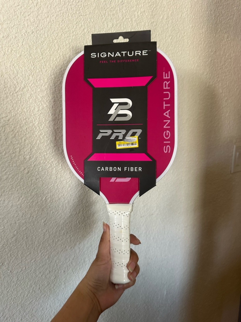 Signature PB Pro Carbon Fiber Paddle - Hot Pink & White Grip